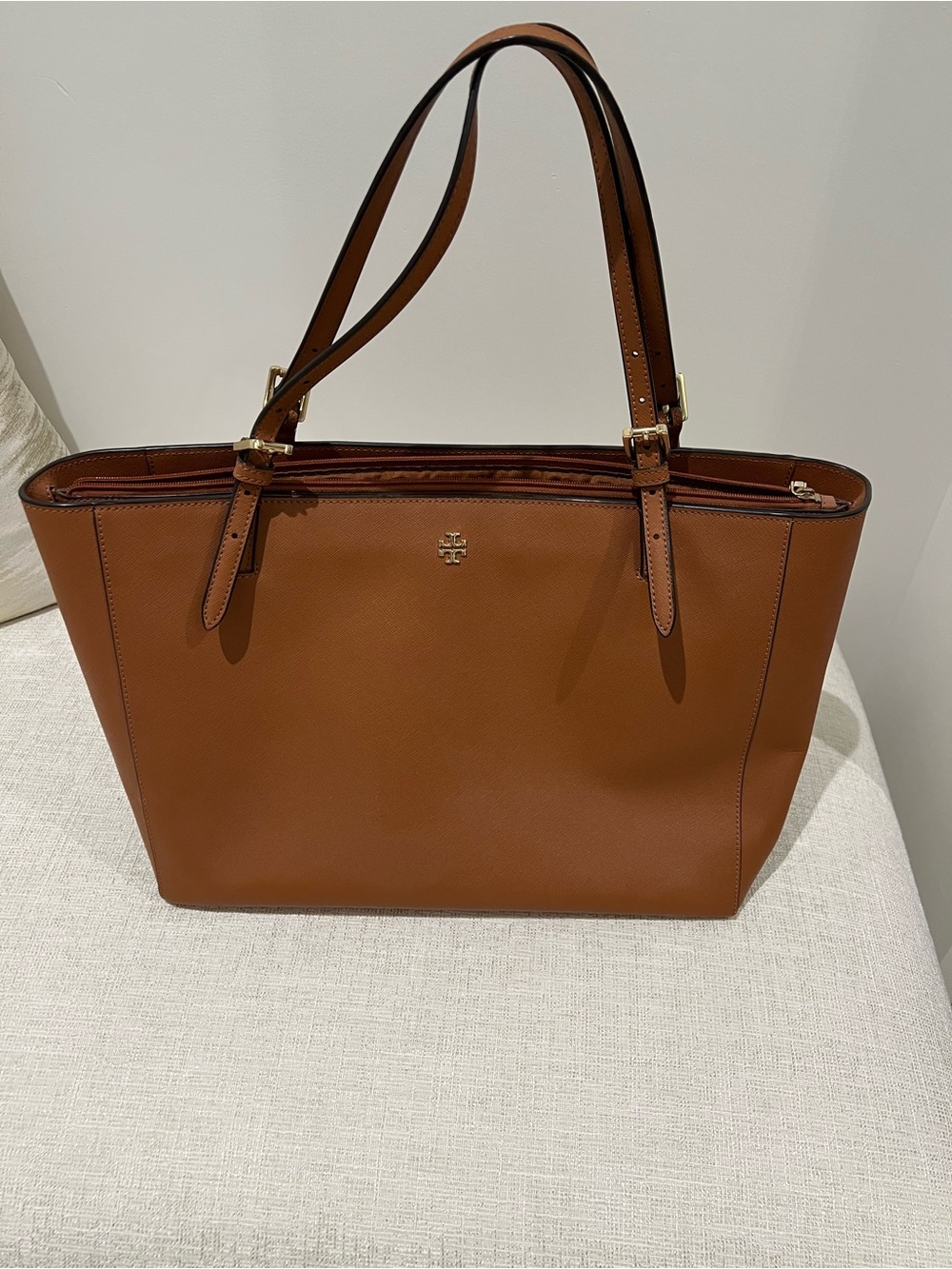 Tory Burch Cognac Leather Double-Handle Tote